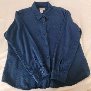 Navy Blue Woven Long Sleeve Shirt Territory Ahead Size XL